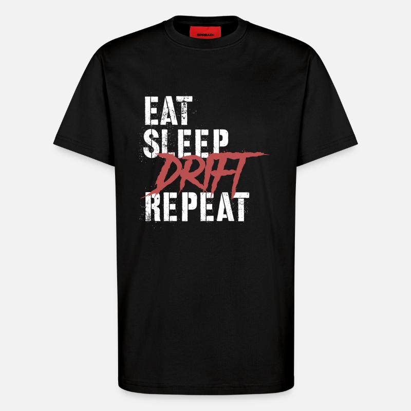 Manger Sleep Drift Répéter - T-shirt bio décontracté fabriqué en UE - SOLID BLACK