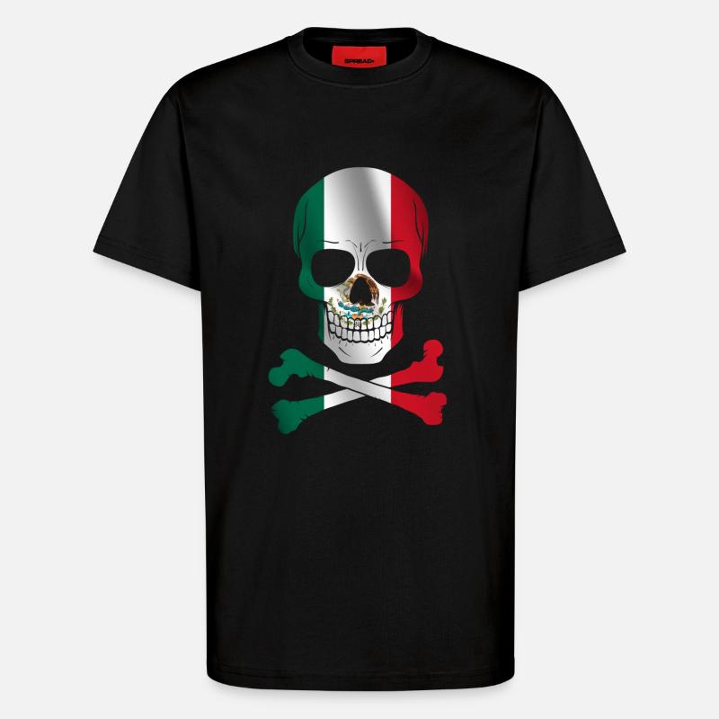 Drapeau du Mexique - T-shirt bio décontracté fabriqué en UE - SOLID BLACK