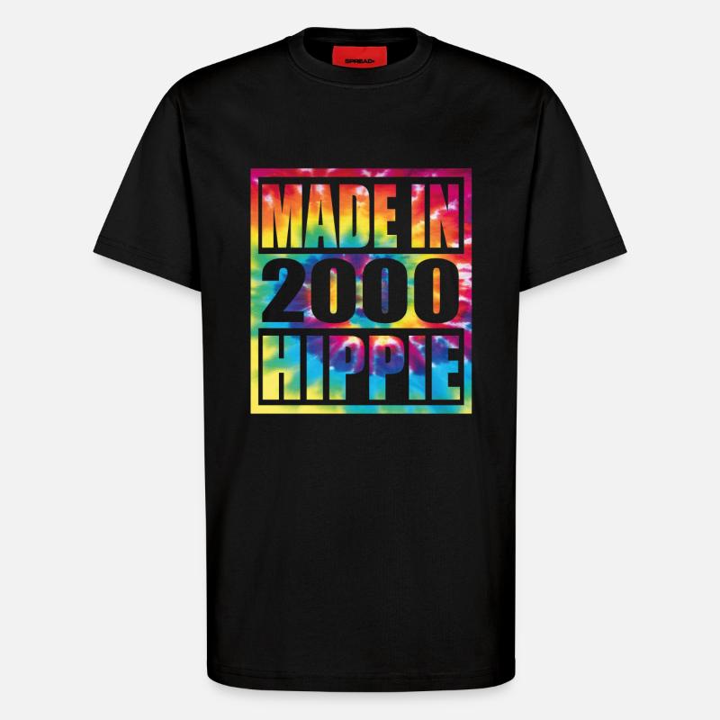 Anniversaire hippie 2000 - T-shirt bio décontracté fabriqué en UE - SOLID BLACK