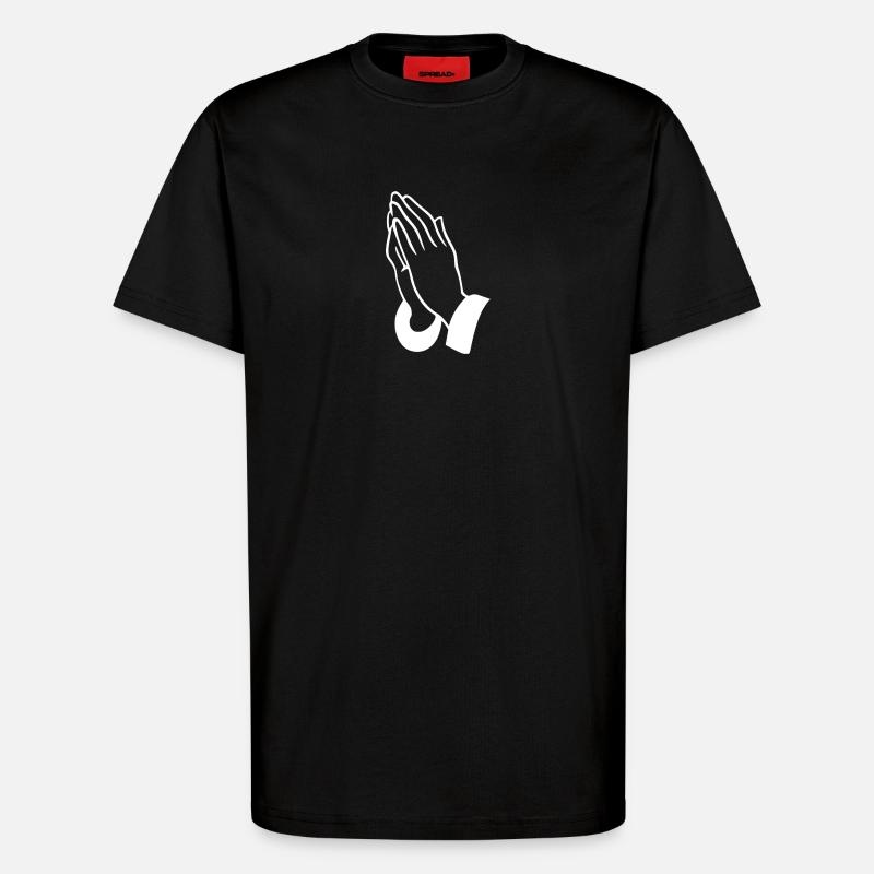 Gebetshände Linienkunst - T-Shirt - made by SPREAD - SOLID BLACK