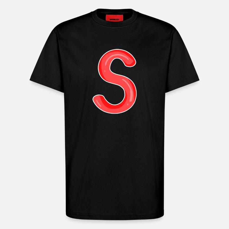 Buchstabe S Anfangsbuchstabe - T-Shirt - made by SPREAD - SOLID BLACK