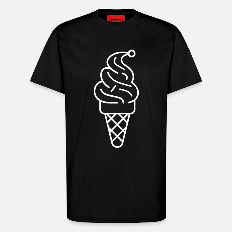 Ice cream cone Drawing - T-Shirt - made by SPREAD - SOLID BLACK