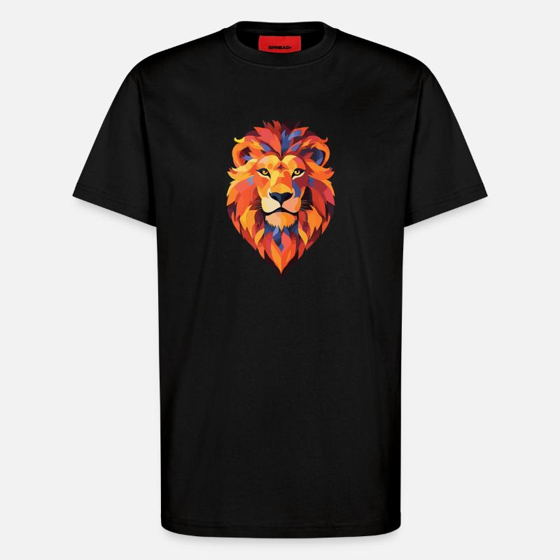 Bunte Löwe Illustration - T-Shirt - made by SPREAD - SOLID BLACK