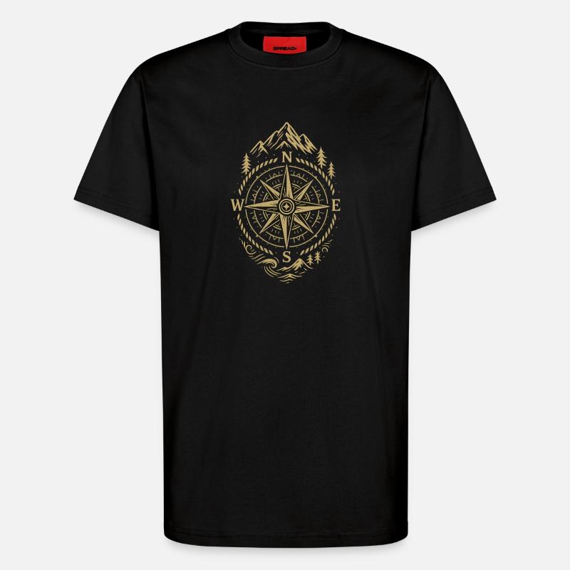 Kompass Retro Kompass Hipster Geschenk - T-Shirt - made by SPREAD - SOLID BLACK