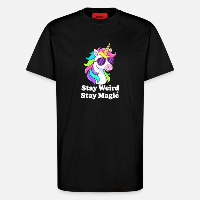 Buntes Einhorn mit Sonnenbrille - T-Shirt - made by SPREAD - SOLID BLACK