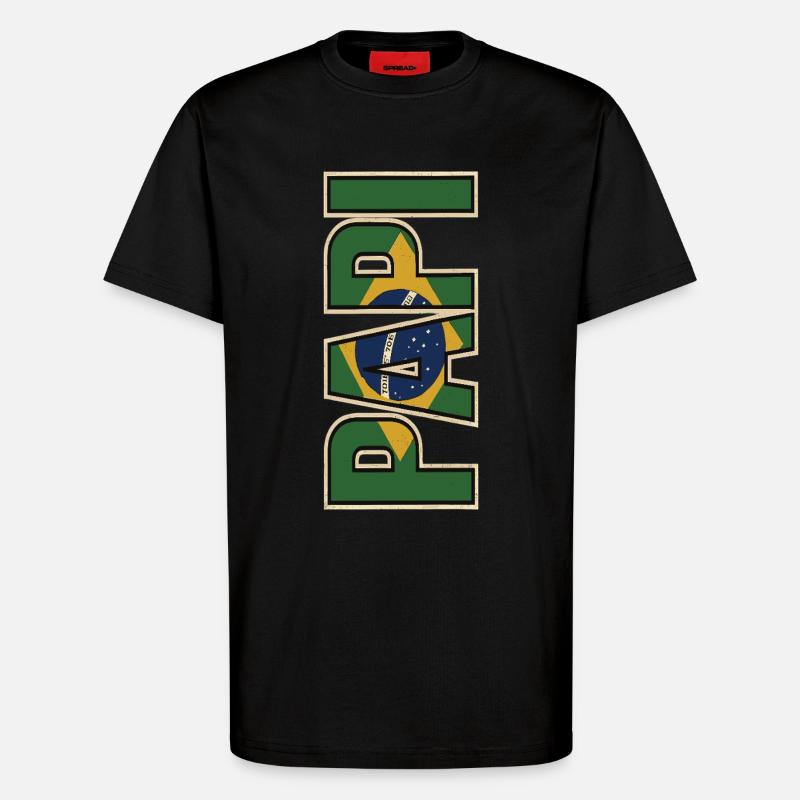 PAPI Brasil – Retro Style mit Flaggen - T-Shirt - made by SPREAD - SOLID BLACK