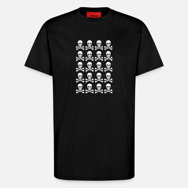 Skull & Crossbones Repeating Pattern - T-Shirt - made by SPREAD - SOLID BLACK