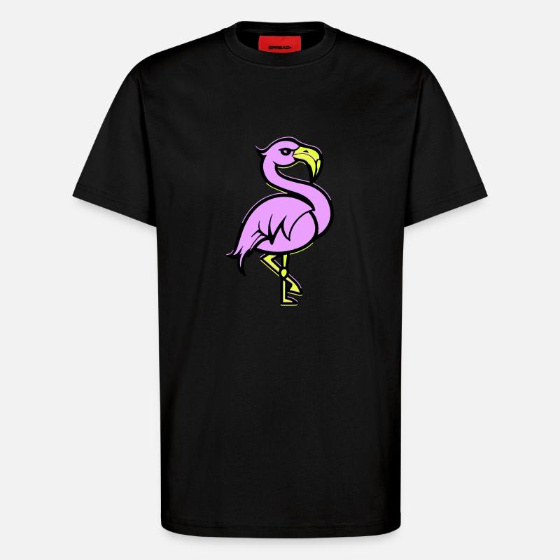 Flamingo Comic - T-Shirt - made by SPREAD - SOLID BLACK