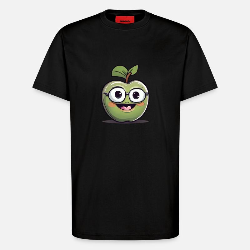 Apfel Frucht Obst Nerd - T-Shirt - made by SPREAD - SOLID BLACK
