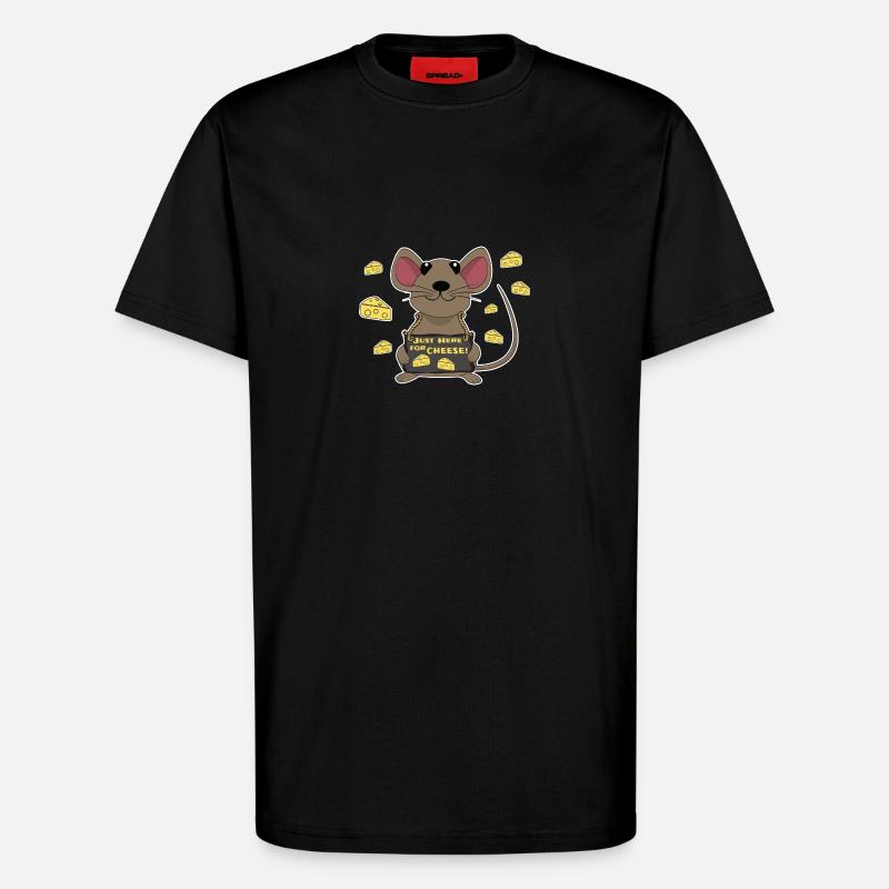 Funny mouse with cheese - T-Shirt - made by SPREAD - SOLID BLACK