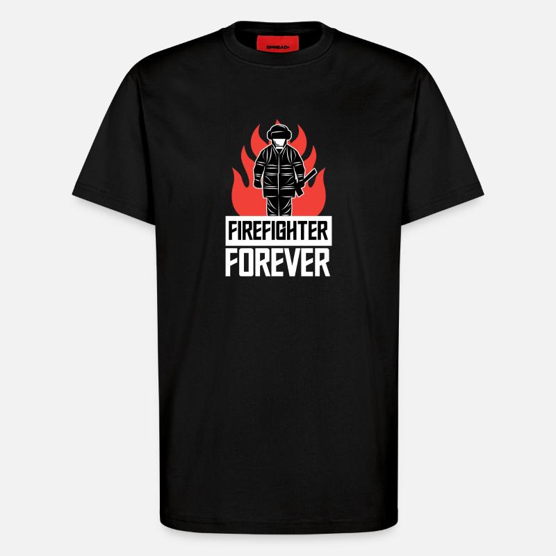 Firefighter Firefighter Fire Statement Rescuer - T-Shirt - made by SPREAD - SOLID BLACK