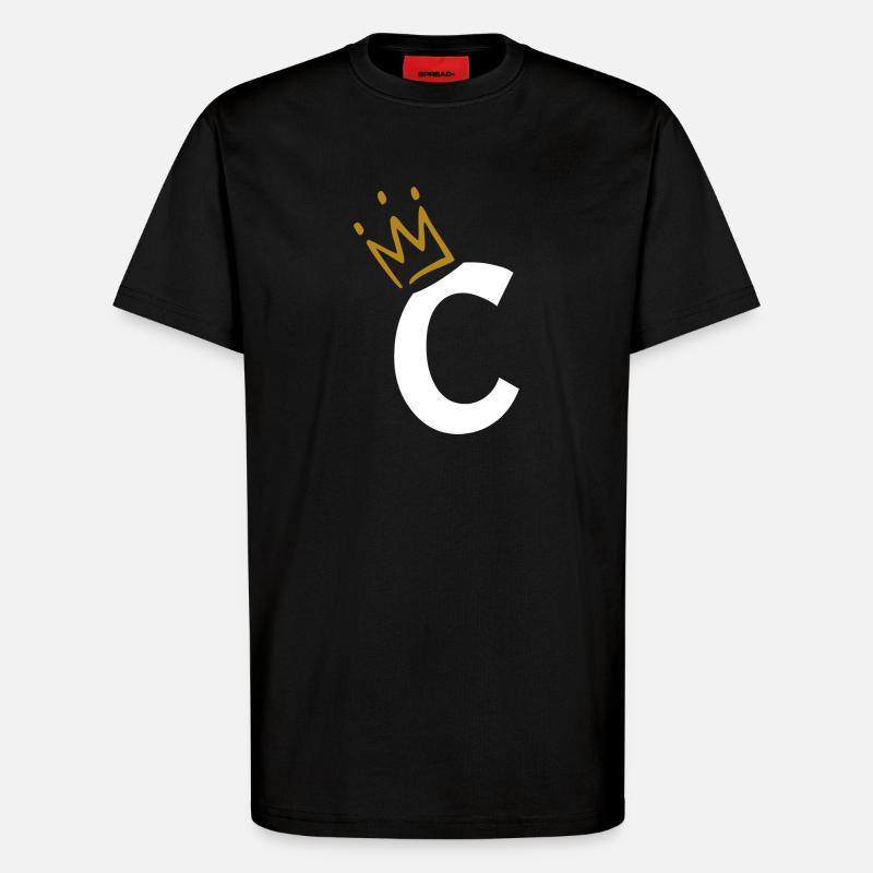 Lettre C - initiale lettre C - T-shirt bio décontracté fabriqué en UE - SOLID BLACK