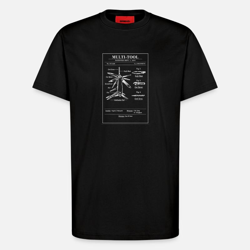 Art breveté de plan multi-outil - T-shirt bio décontracté fabriqué en UE - SOLID BLACK