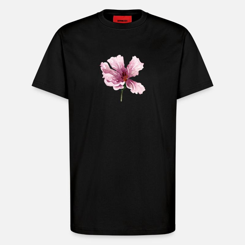 fleur - T-shirt bio décontracté fabriqué en UE - SOLID BLACK