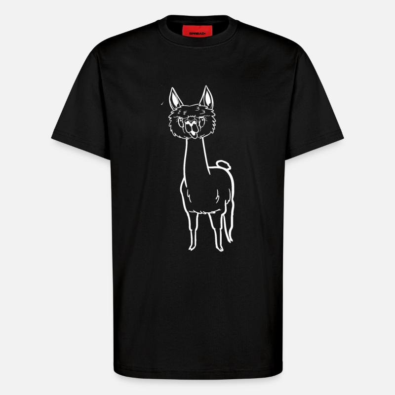 Witziges Comic-Alpaka - T-Shirt - made by SPREAD - SOLID BLACK