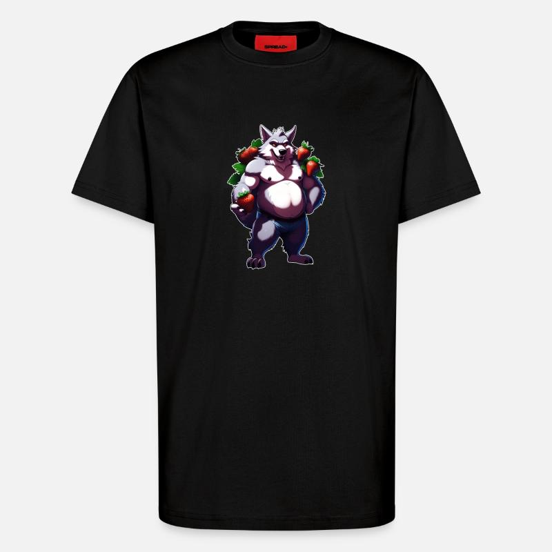Wolf Erdbeere 1 - T-Shirt - made by SPREAD - SOLID BLACK