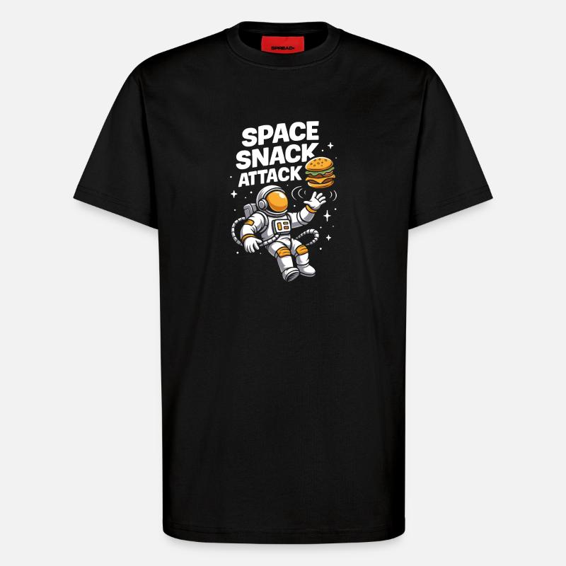 Astronaut Burger Space Design - T-Shirt - made by SPREAD - SOLID BLACK