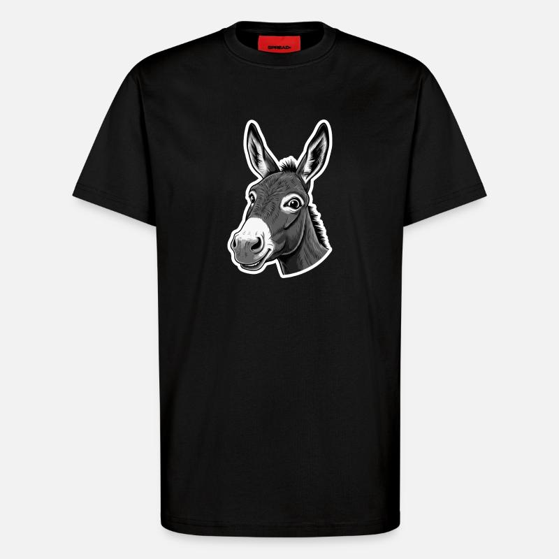 Curious Donkey – Charming & Funny - T-Shirt - made by SPREAD - SOLID BLACK