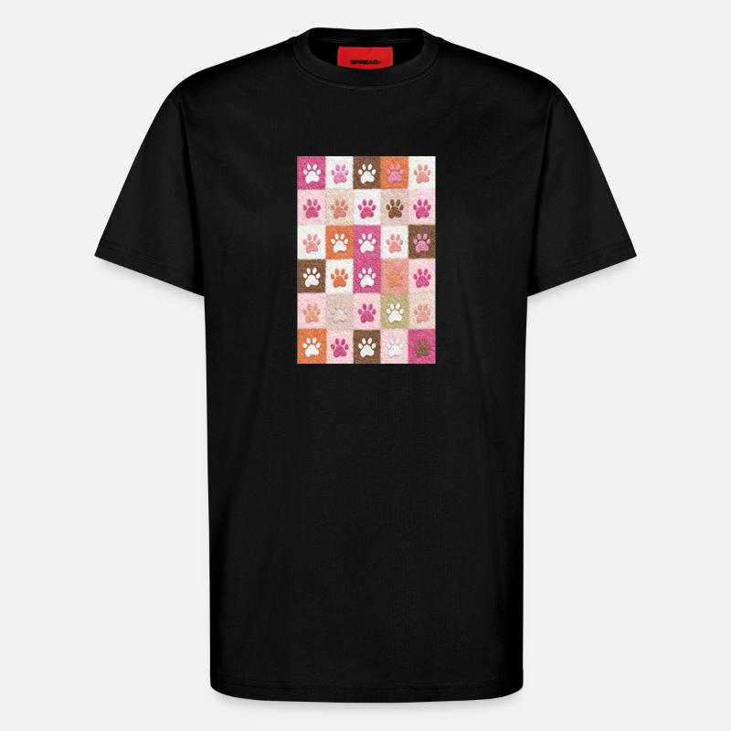 Pfotenabdruck-Patchwork-Plüschfelder - T-Shirt - made by SPREAD - SOLID BLACK