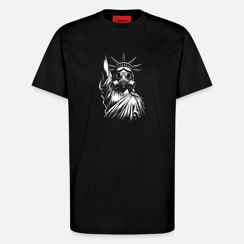 Freiheitsstatue mit Gasmasken-Design - T-Shirt - made by SPREAD - SOLID BLACK
