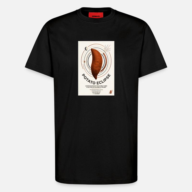 Potato Eclipse: Humble Tuber Odyssey - T-Shirt - made by SPREAD - SOLID BLACK
