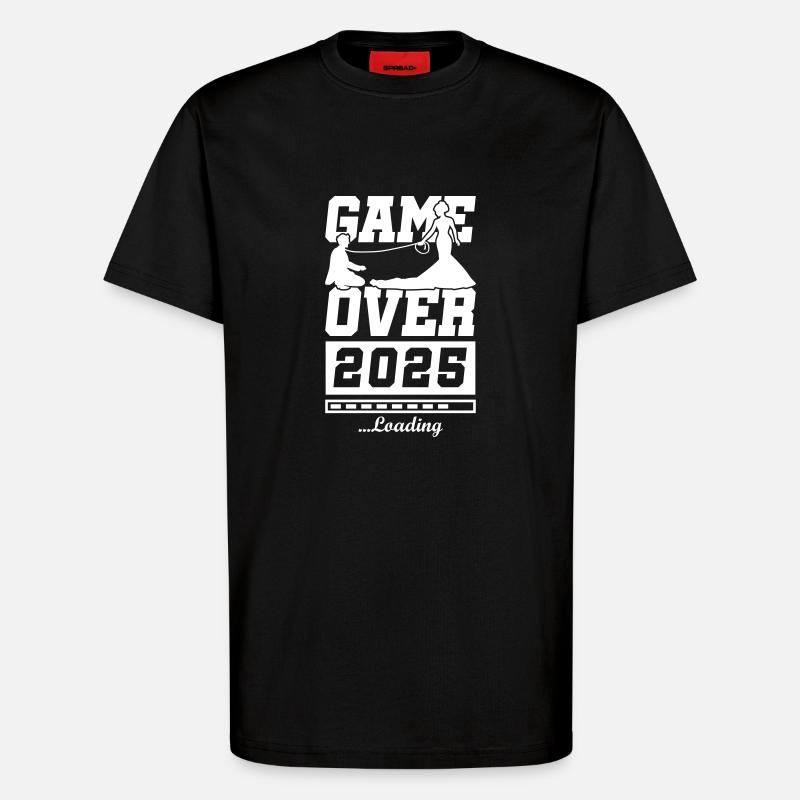 Wedding Loading 2025 Game Over - T-shirt bio décontracté fabriqué en UE - SOLID BLACK