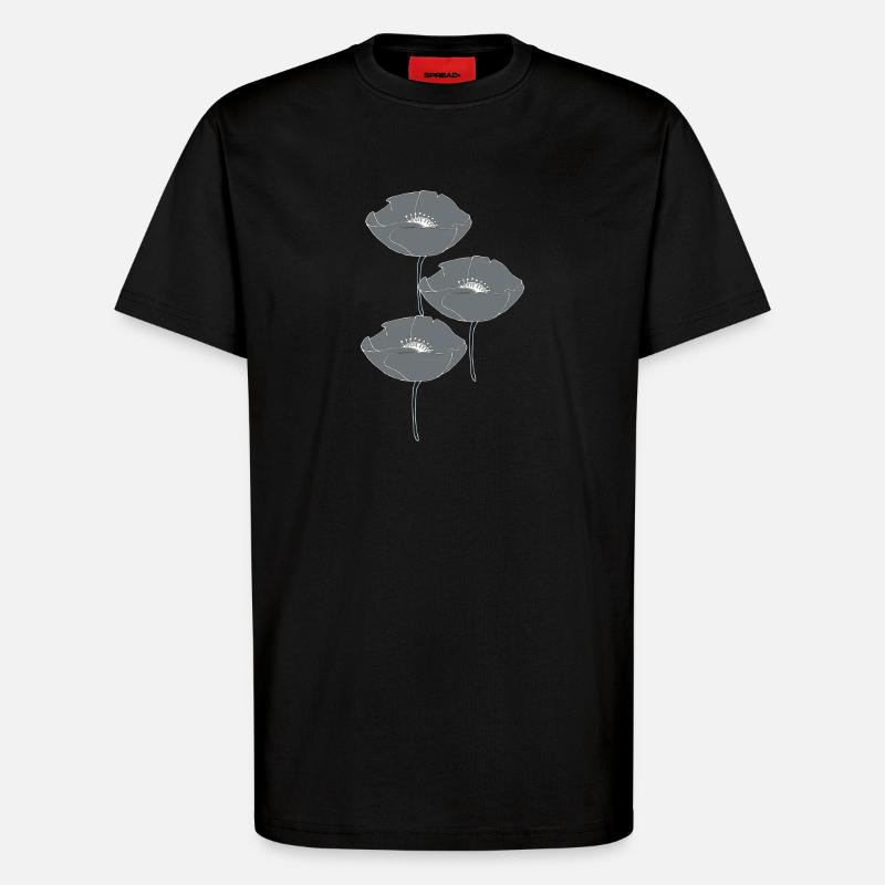 mohnblumen grau - T-Shirt - made by SPREAD - SOLID BLACK