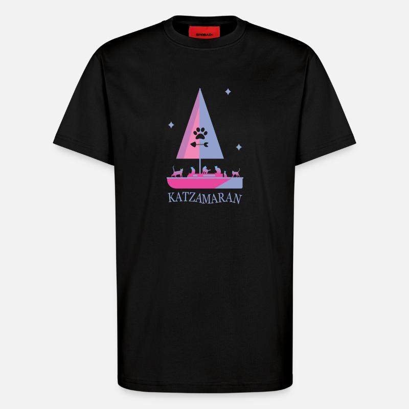Katzamaran Boot - T-Shirt - made by SPREAD - SOLID BLACK