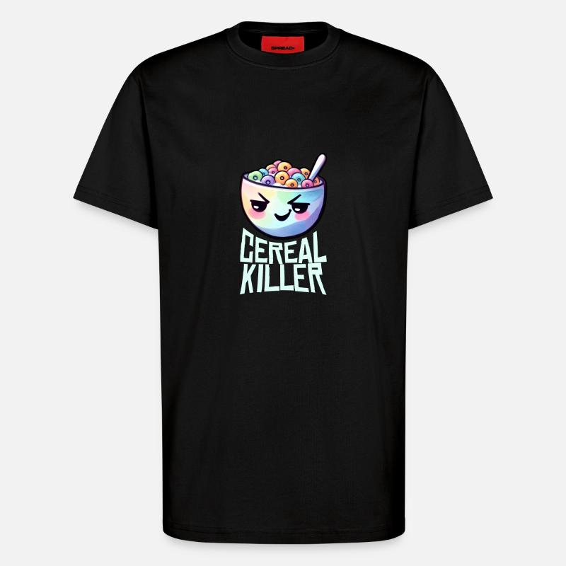 Cereal Killer Breakfast Pun - T-Shirt - made by SPREAD - SOLID BLACK
