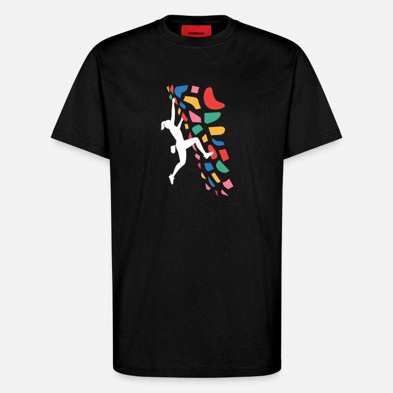 Boulder-Kletterer Bunte Griffe - T-Shirt - made by SPREAD - SOLID BLACK