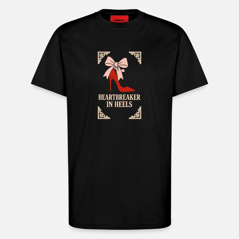 Coquette Aesthetic Bow Pattern Girly Pastel - T-Shirt - made by SPREAD - SOLID BLACK