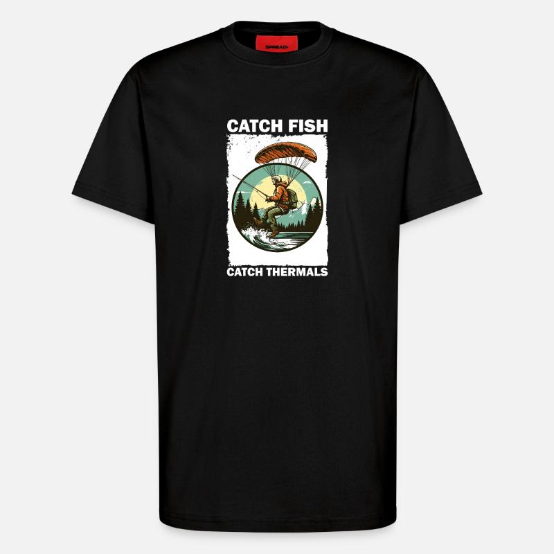 Pêcheur aventureux avec planche d'escalade - T-shirt bio décontracté fabriqué en UE - SOLID BLACK