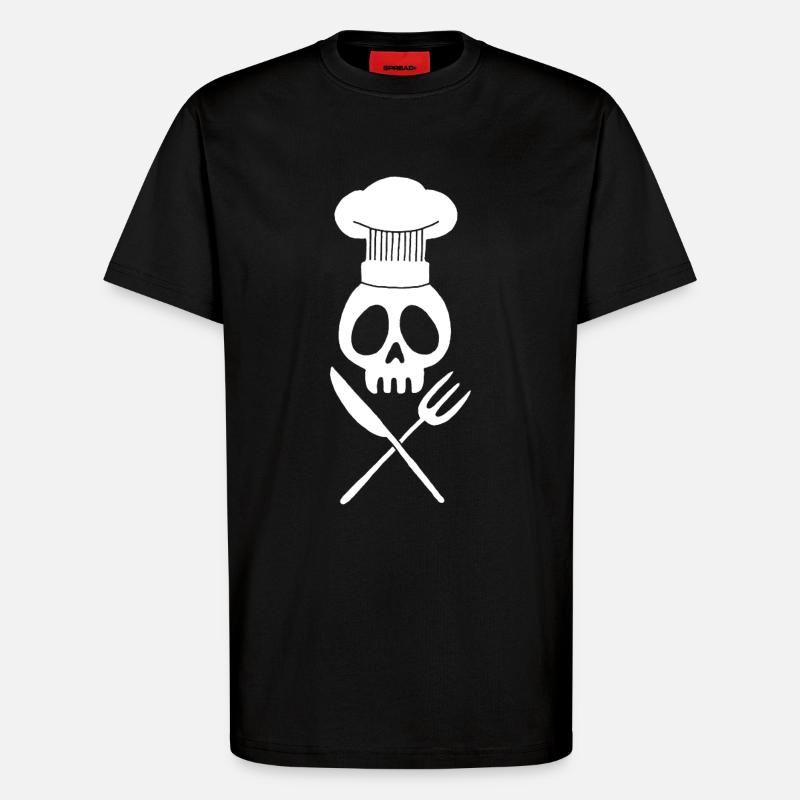 Cook's Skull (White) - T-Shirt - made by SPREAD - SOLID BLACK