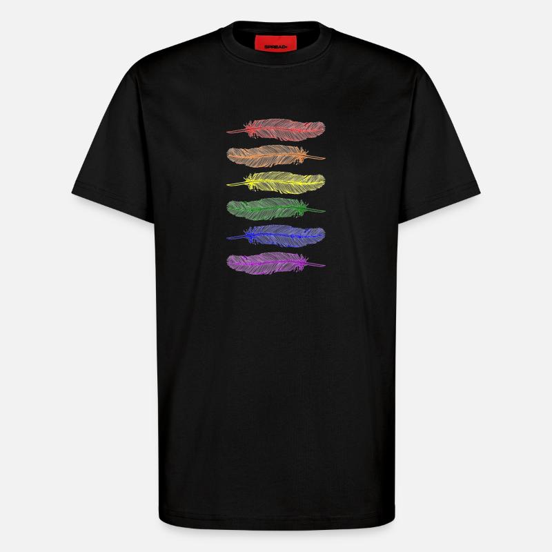 Federn Regenbogen - T-Shirt - made by SPREAD - SOLID BLACK