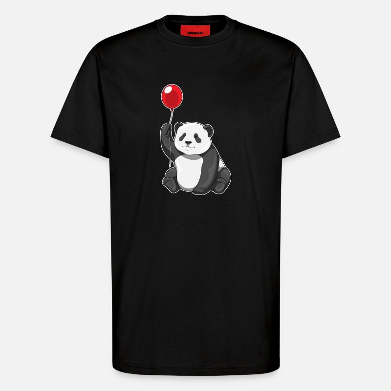 Panda Luftballon - T-Shirt - made by SPREAD - SOLID BLACK
