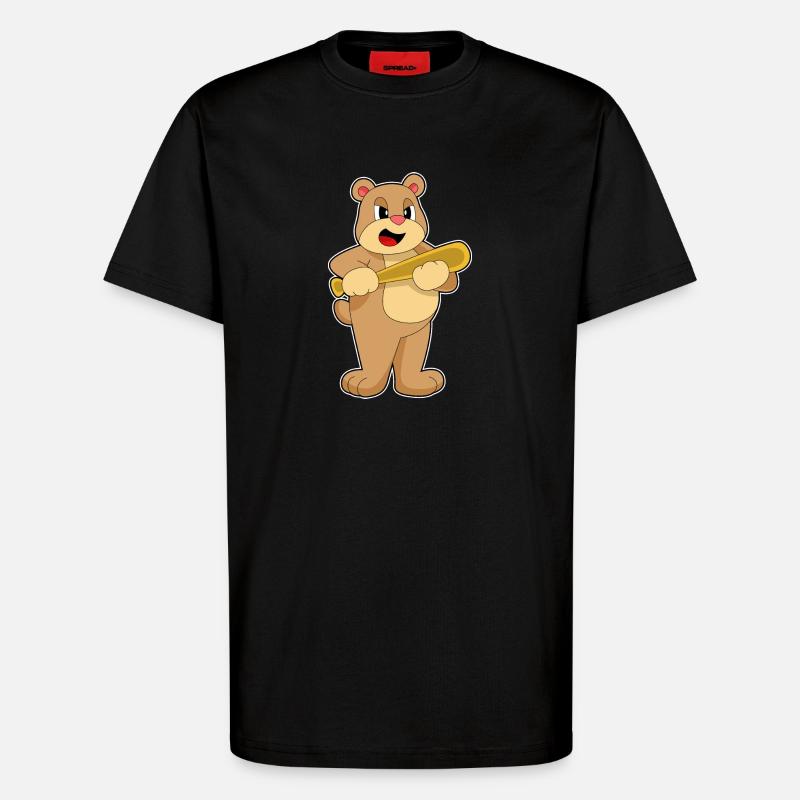 Batte de baseball Bear - T-shirt bio décontracté fabriqué en UE - SOLID BLACK