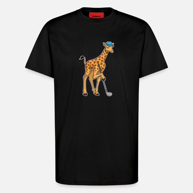 Giraffe Golf Golfschläger - T-Shirt - made by SPREAD - SOLID BLACK