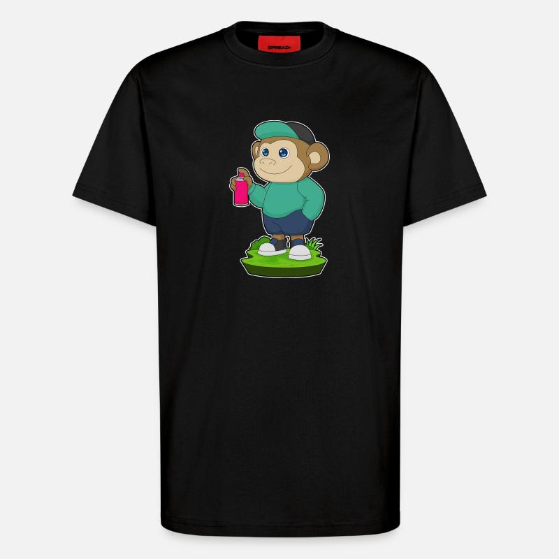 Spray de peintre singe - T-shirt bio décontracté fabriqué en UE - SOLID BLACK