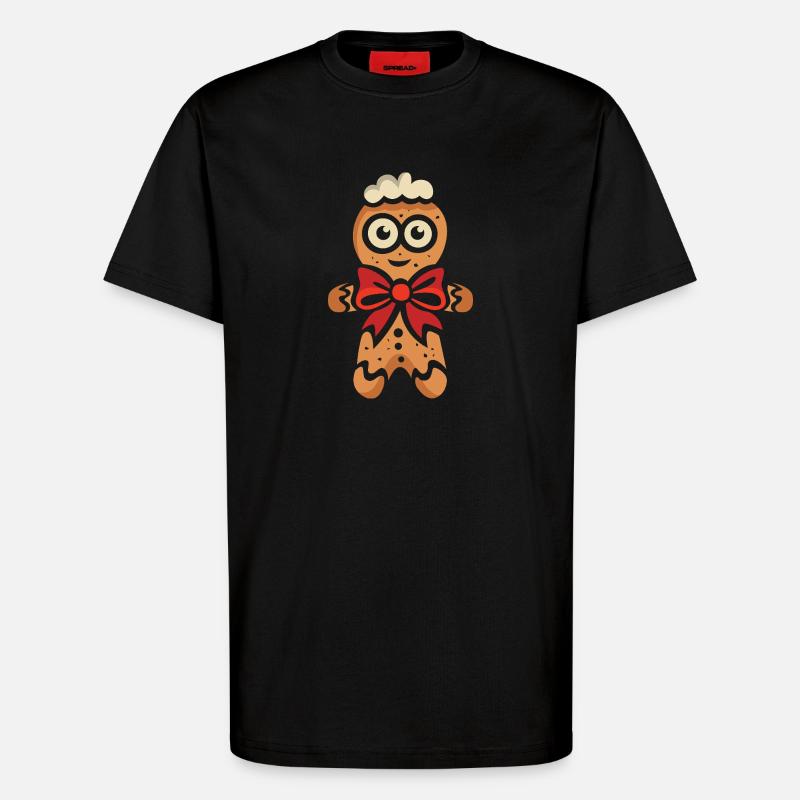 Lebkuchenmann mit roter Schleife - T-Shirt - made by SPREAD - SOLID BLACK