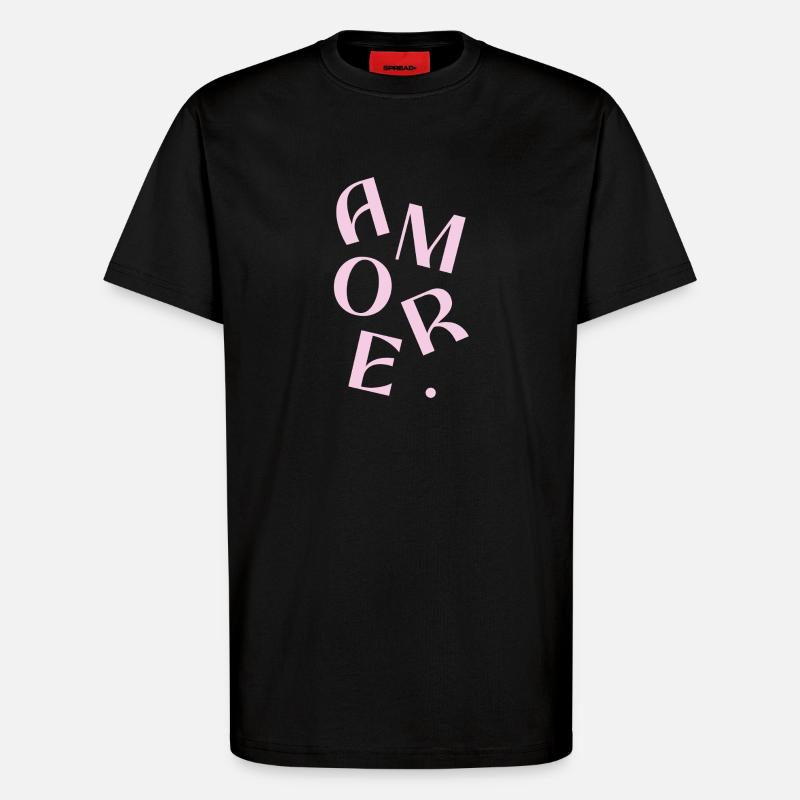 Conception de texte Pink Amore - T-shirt bio décontracté fabriqué en UE - SOLID BLACK