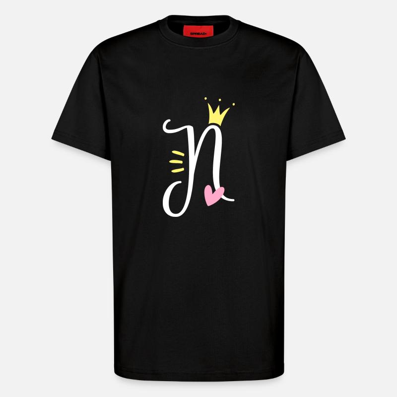 Buchstabe N Anfangsbuchstabe Krone - T-Shirt - made by SPREAD - SOLID BLACK