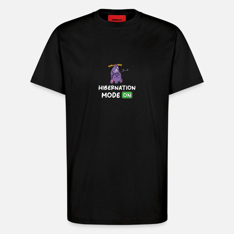 Hibernation Mode On with Bat - T-Shirt - made by SPREAD - SOLID BLACK