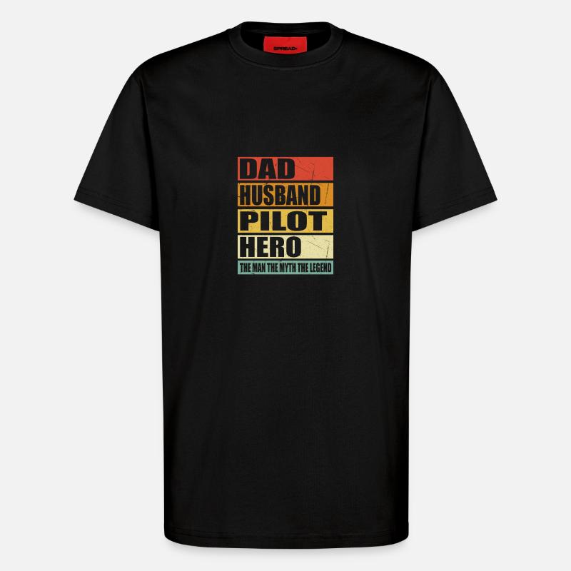 Vater Ehemann Pilot Held - T-Shirt - made by SPREAD - SOLID BLACK