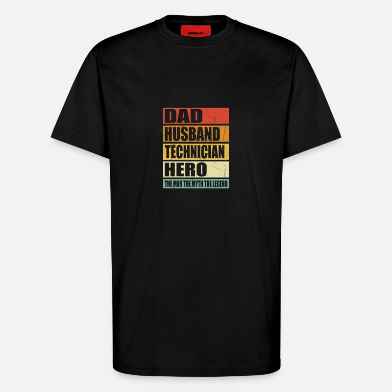 Vater Ehemann Techniker Held - T-Shirt - made by SPREAD - SOLID BLACK