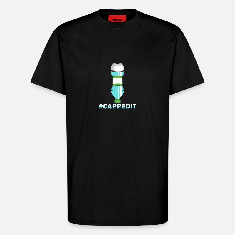 Bottle Flip #Cappedit - T-Shirt - made by SPREAD - SOLID BLACK