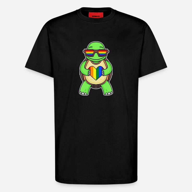 Rainbow Turtle - T-Shirt - made by SPREAD - SOLID BLACK