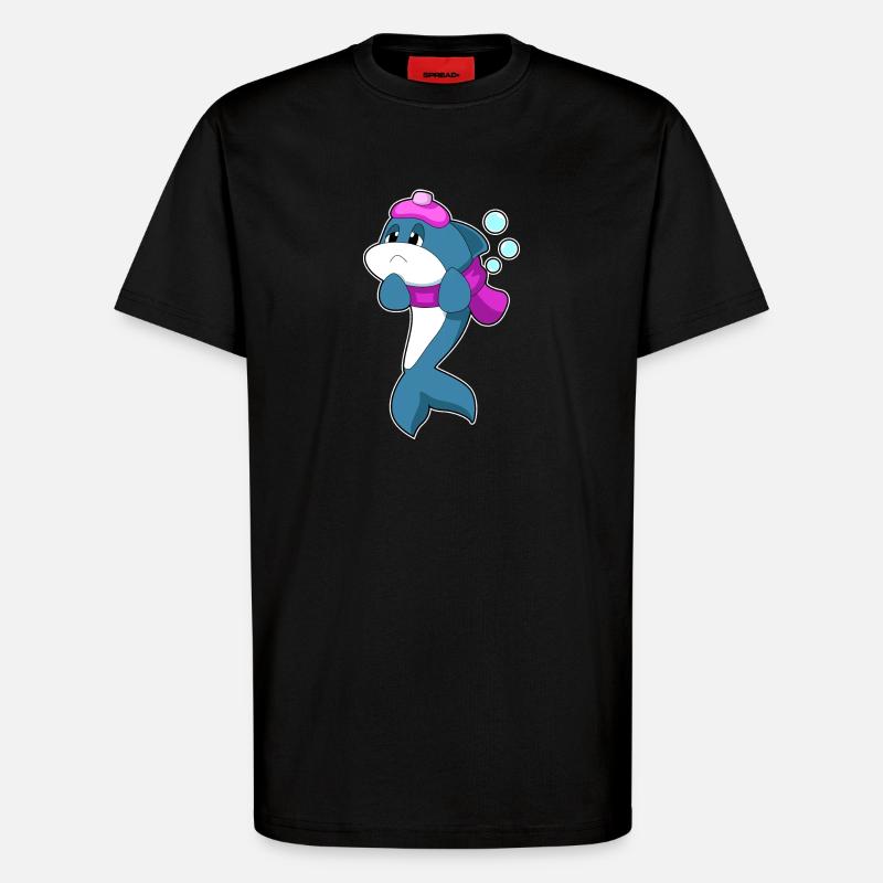 Delfin Kopfschmerzen - T-Shirt - made by SPREAD - SOLID BLACK