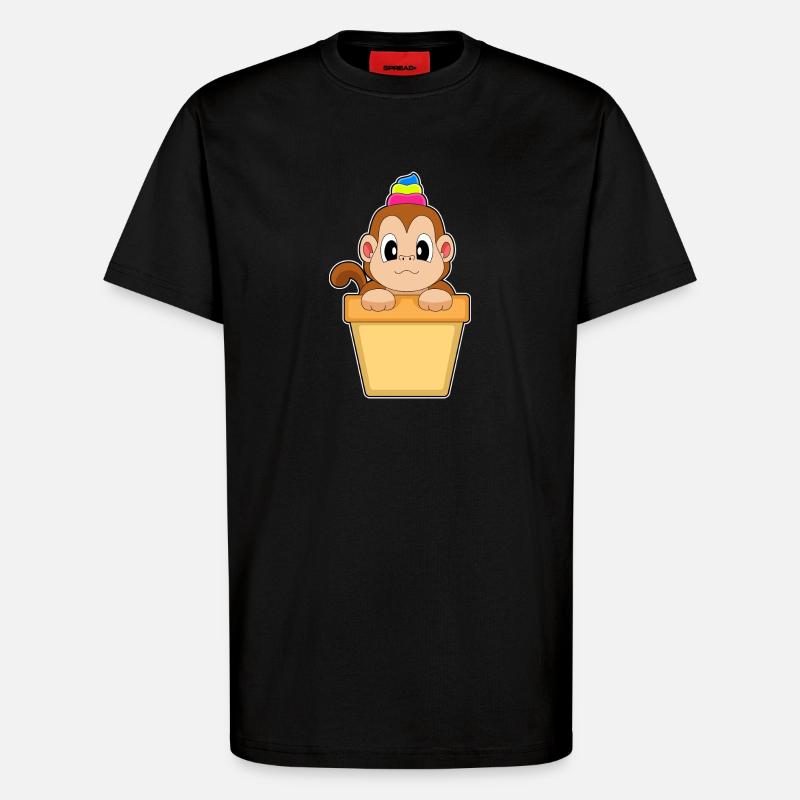 Affe Cupcake - T-Shirt - made by SPREAD - SOLID BLACK