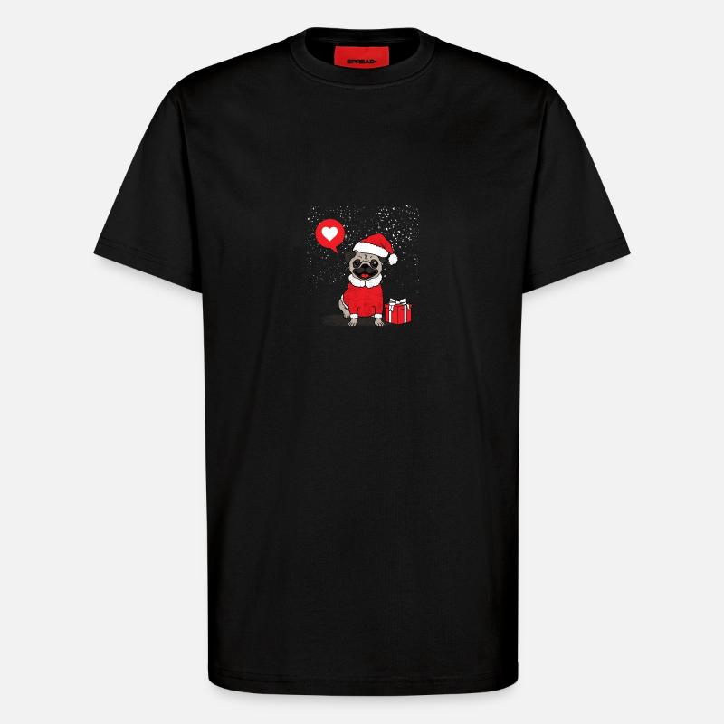 Weihnachtsmops / Mops - T-Shirt - made by SPREAD - SOLID BLACK
