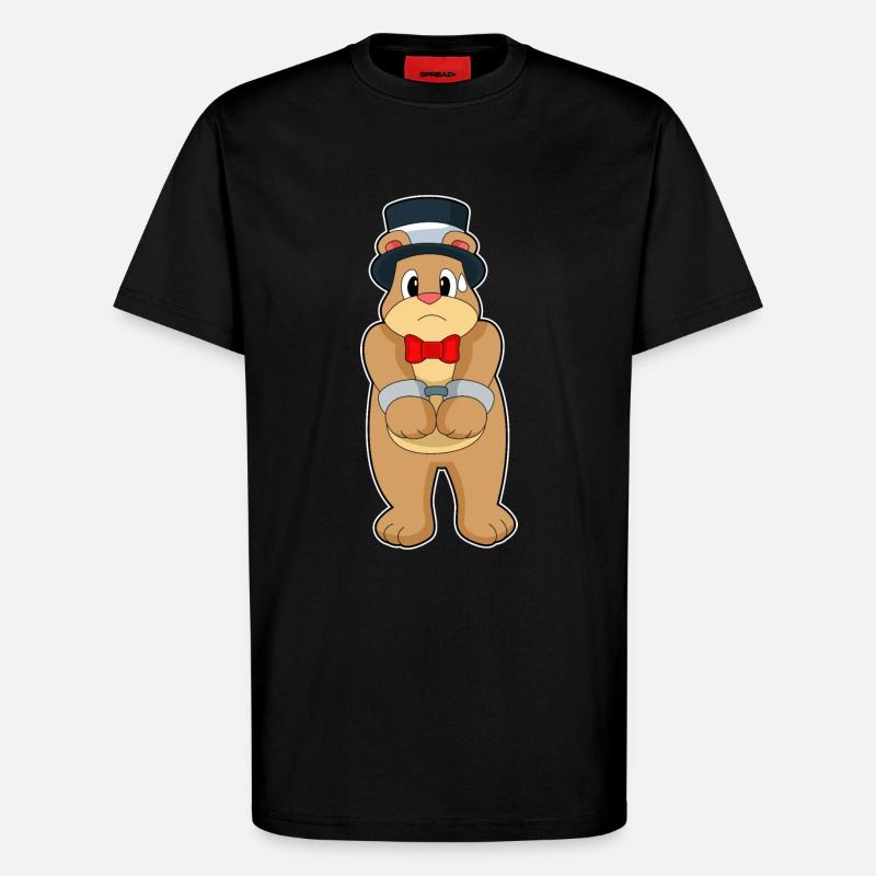 Bear Groom Handcuffs Wedding - T-Shirt - made by SPREAD - SOLID BLACK